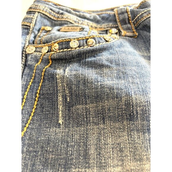 L.A. idol USA Womens Jrs Jean Rhinestone Studded Stretch Bermuda  Shorts Size 9 - Picture 3 of 11